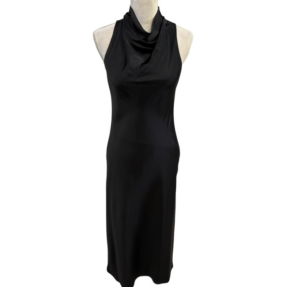 Antonio Melani Marine Satin Halter Cowl Neck Sleeveless Midi Slip Dress Size 2 - Picture 11 of 14
